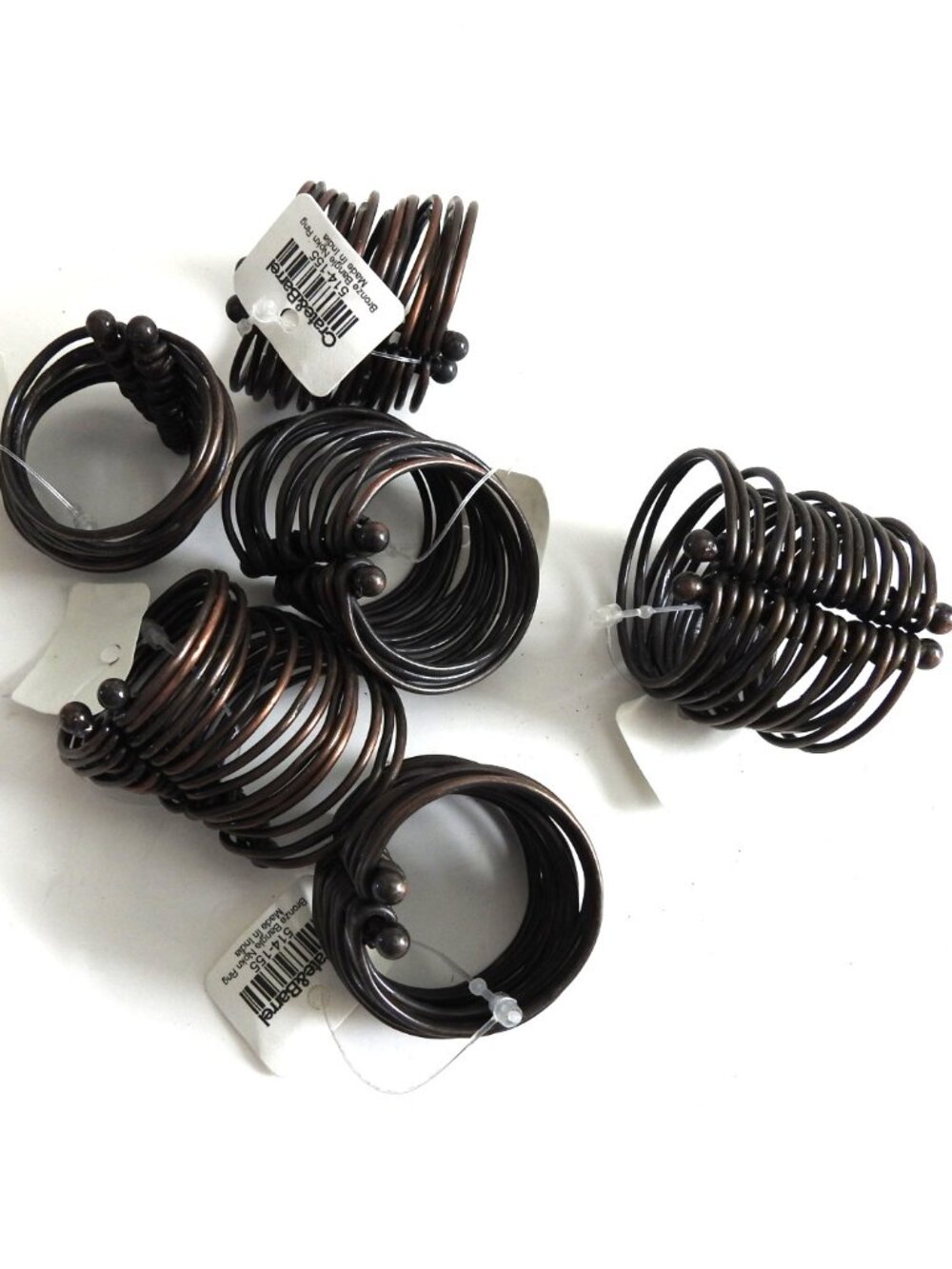 NOS Crate & Barrel Bronze Metal Bangle Napkin Rings India Set of 6